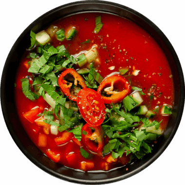 Tomato Soup with Herbs and Croutons