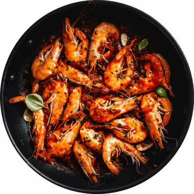King Prawns with  Delicate Wine Sauce